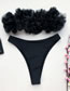 Fashion Black Breast-wraped Mesh High Waist Split Swimsuit