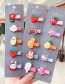 Fashion 5 Small Flower Bows Resin Animal Flower Fruit Alloy Fabric Hairpin Set