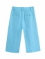Fashion Blue Solid Color Loose Straight Shorts