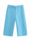 Fashion Blue Solid Color Loose Straight Shorts