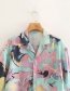 Fashion Color Mixing Flowing Watercolor Print Contrast Shirt Top