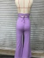 Fashion Purple Flared Wide-leg Pants With High Waist