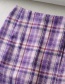 Fashion Purple Checked Printed Split Skirt