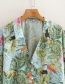 Fashion Green Knotted Flower Printed Single-breasted Shirt