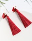 Fashion Red Wine Alloy Shell Butterfly Tassel Earrings