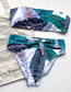 Fashion Green Leaf Print Wrap Chest High Waist Bow Split Swimsuit