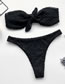 Fashion Black Knotted Lace Mesh Chest Knotted Split Swimsuit