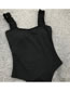 Fashion Black Solid Color One-piece Swimsuit With Fungus Straps