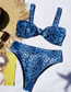 Fashion Blue Leopard Print Knotted High Waist Split Swimsuit