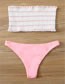 Fashion Pink Sweat Bandage Stitching Contrast Color Split Swimsuit
