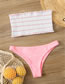 Fashion Pink Sweat Bandage Stitching Contrast Color Split Swimsuit
