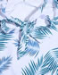 Fashion White Leaf Print One-piece Swimsuit