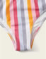Fashion Color Mixing One-shoulder Striped Hollow Contrast Color Split Swimsuit