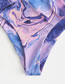 Fashion Purple Tie-dye Contrast Split Swimsuit