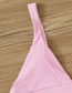 Fashion Pink White Leaf Print Contrast Color Split Swimsuit