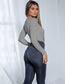 Fashion Gray V-neck Jumpsuit With Long Sleeves