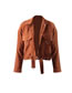 Fashion Khaki Long-sleeved Corduroy Jacket With Belt