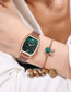 Fashion Green Barrel-shaped Digital Face Mesh Belt Quartz Watch