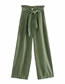 Fashion Army Green Lace-up Wide-leg Pants