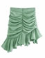 Fashion Green Pleated Bag Hip Ruffle Skirt