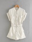 Fashion Creamy-white Single-breasted Jumpsuit With Belt