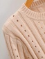 Fashion Light Orange Knitted Crew Neck Cutout Sweater