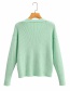 Fashion Green Single-breasted Deep V-neck Knitted Sweater