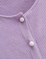 Fashion Purple Single-breasted Round-neck Slim-fit Knitted Sweater