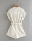Fashion White Single-breasted Belted Jumpsuit
