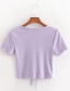 Fashion Purple Bow Tie V Short Tie T-shirt
