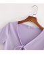 Fashion Purple Bow Tie V Short Tie T-shirt