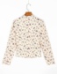 Fashion Beige Floral Print Hollow Pullover Long Sleeve Shirt