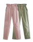 Fashion Pink Paper Bag Single-breasted Straight Trousers