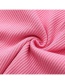 Fashion Pink Bow-knit Slim-fit U-neck Short-sleeved T-shirt
