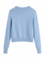 Fashion Blue V-neck Embroidered Single-breasted Sweater Sweater