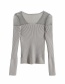 Fashion Gray Organza Stitching Perspective Thin Sweater Sweater
