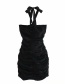 Fashion Black Pleated Halter Tube Top Dress