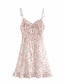 Fashion Pink Fungus Flower Print Sling Halter Dress