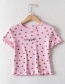 Fashion Pink Strawberry Cherry Round Neck Pullover T-shirt