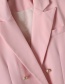 Fashion Pink Long Suit Jacket With Metal Buckle