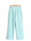 Fashion Lake Blue Solid Color Loose Straight Trousers