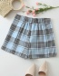 Fashion Blue Checked Print Straight Short Skirt
