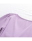 Fashion Purple Lantern Sleeve Pleated Hollow Knotted T-shirt