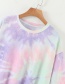 Fashion Color Mixing Multicolor Tie-dye Round Neck Pullover T-shirt