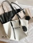 Fashion Black Letter Print Stitching Shoulder Bag