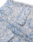 Fashion Blue Floral-print Cotton And Linen Wide-leg Trousers