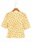 Fashion Yellow Single-breasted Shirt With Floral Print V-neck