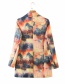 Fashion Color Mixing Double-breasted Blazer With Floral Print