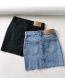 Fashion Blue Denim Skirt With Raw Edge Pockets
