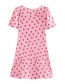 Fashion Pink Floral Print Square-neck Slim Dress